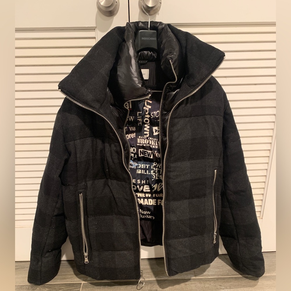 The Very Warm Medium Black Flannel Puffer Inside Jacket